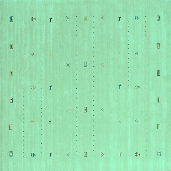 Ahgly Company Machine Washable Indoor Square Solid Turquoise Blue Modern Area Rugs, 6' Square