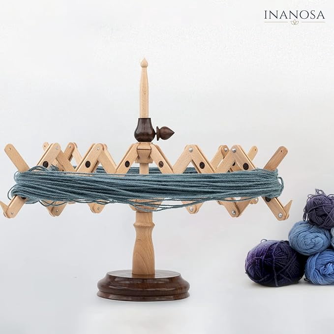 Inanosa Wooden Table Top Yarn Swift - Wooden Crocheting and Knitting Craft Accessories - Best Gift from Craft Supplies for Crochet Lovers - Rosewood & Beechwood (Swift)