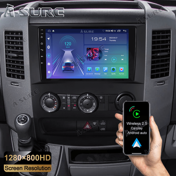 10.1" Android 13 Car Stereo Radio for Mercedes Benz Dodge Freightliner Sprinter Wireless CarPlay GPS Navi WiFi Bluetooth DSP RDS SWC 2 32GB