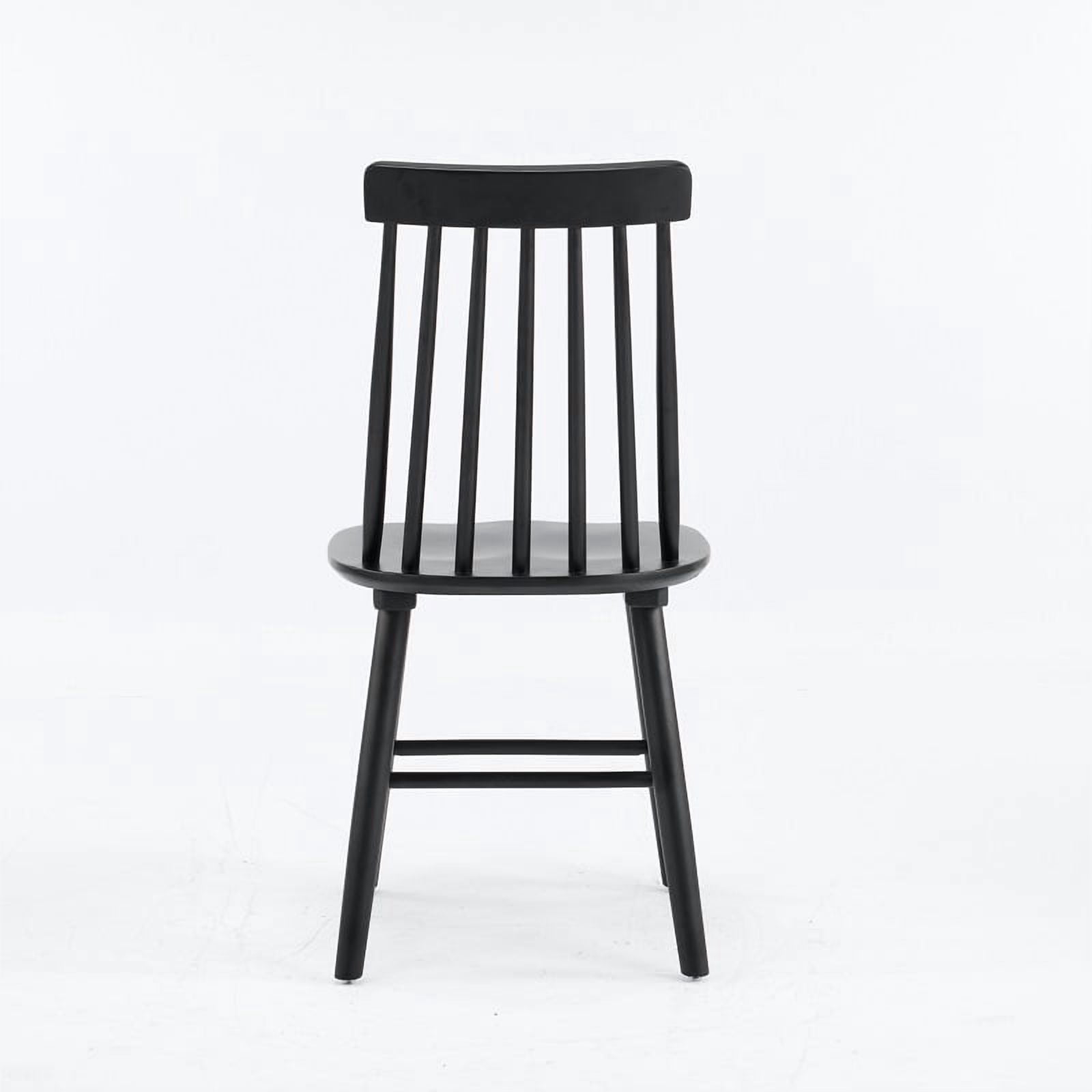 Farmhouse Solid Wood Windsor Dining Chairs, Set of 4, Spindle Back Side Chairs, Black
