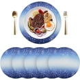 thumbnail image 3 of GZHJMY Blue Christmas Snowflake Round Placemats Set of 6, Non-Slip PVC Table Mats Washable Heat Resistant Place Mats for Kitchen Dining Table Christmas Home Decor, 15.4 Inch Table Mat, 3 of 7