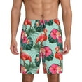 thumbnail image 1 of Balery Palm Leaves Flamingo Pantalones cortos de pijama de punto de algodón para hombre con cinturilla y bolsillos-X-Large, 1 of 6