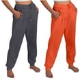 thumbnail image 2 of 2 Pack Sweatpants For Women Casual Solid Color With Fleece Thickened Running And Sportswear Fitness Orange Training Joggers S-3XL, 2 of 9