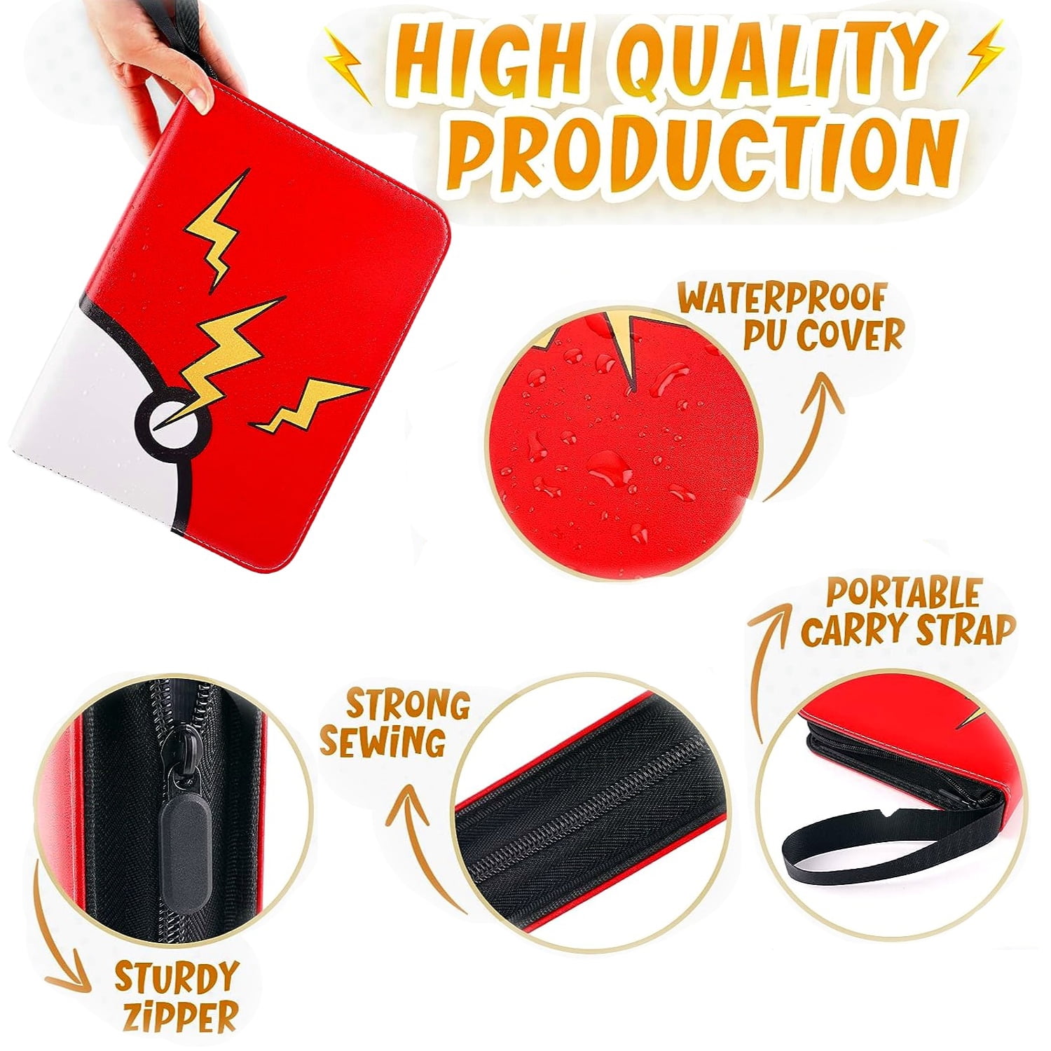 Pokemon 4-Pocket Large Card Binder - 400 Card Holder with Removable Sheets  and Zipper Album for TCG - Walmart.com