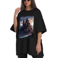 thumbnail image 4 of Plus Size Shirt for Women Black Tops for Women Short Sleeves Shirt for Women Castle (74） T Shirt Crewneck Shirt for Women XS, 4 of 5