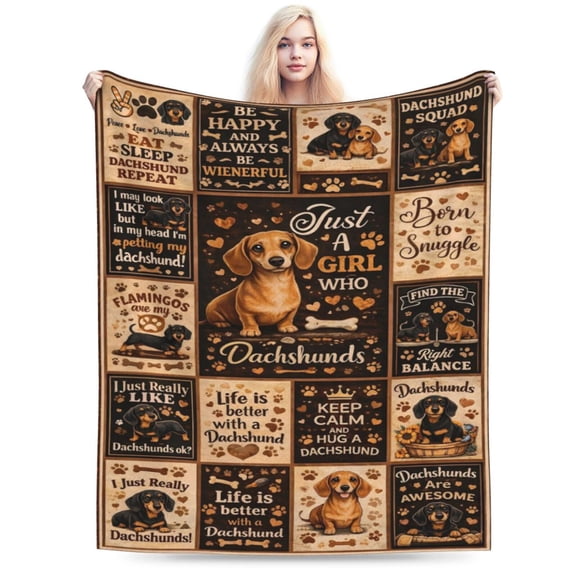 Dachshund Lover Blanket Cute Dachshund Collage Wiener Dog Blanket Soft Cozy Blanket for Couch Bed Birthday Christmas Valentines Day Gift for Dachshund Lovers 50x40