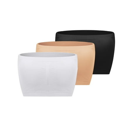 

SHCKE 3-pack Women s Bandeau Strapless Bras Plus Size Strapless Bra Padded Tube Tops Stretchy Seamless Bandeau Soft Seamless Padded Bandeau for Girl Women