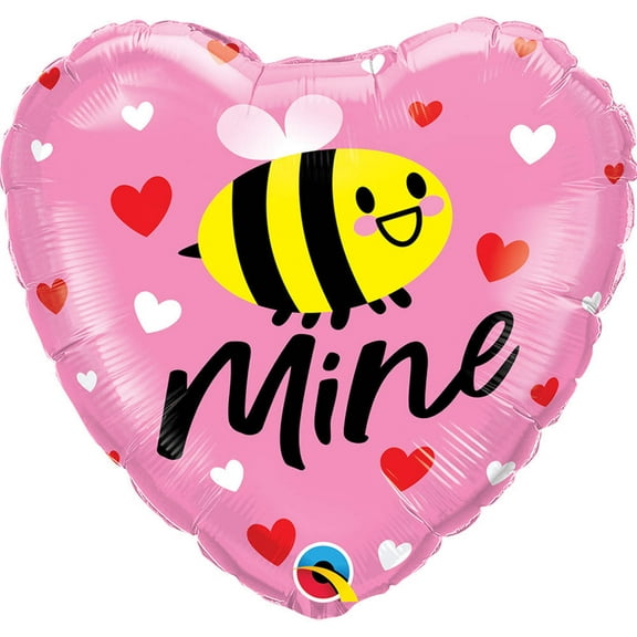 18 inch Bee Mine Hearts Foil Mylar Balloon - Party Supplies Decorations
