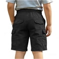thumbnail image 4 of Boys Solid Casual Linen Shorts Cargo Style Knee Length Autumn Outdoor Play for Kids Black 4 Years-5 Years, 4 of 4