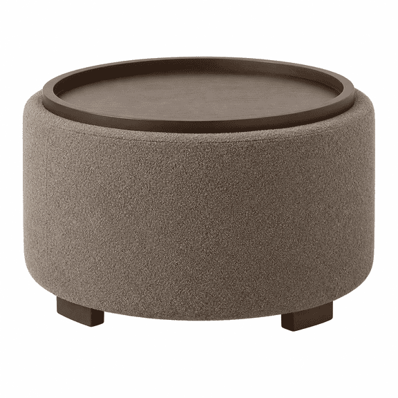 Zihanhome 30 Inch Round Storage Ottoman Coffee Table With Lift Off Lid Brown