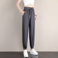 thumbnail image 4 of Women's Ice Silk Sweatpants Women's Loose Bunched Feet Summer Thin Casual Sanitary Pants Drape Thin Oversized Wide Leg, 4 of 4
