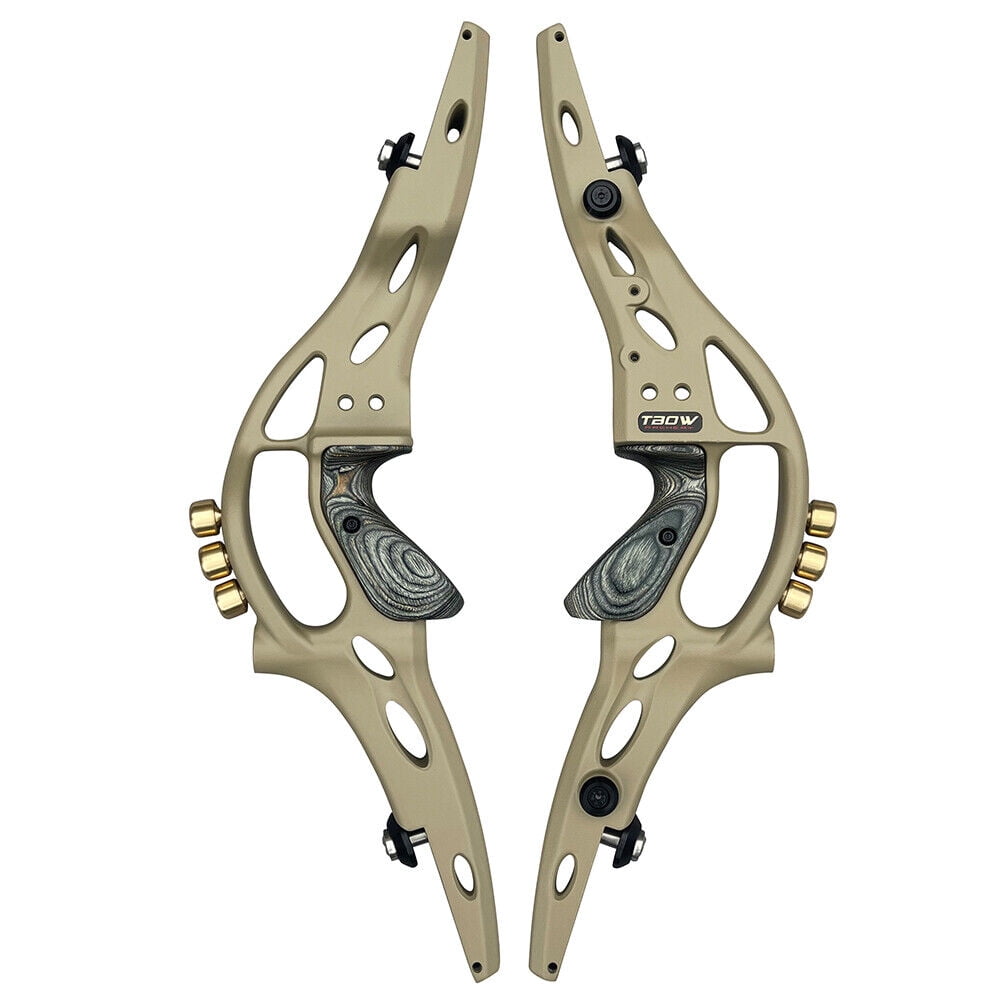 TBOW 19" ILF Recurve Bow Riser Handle Takedown Archery American Hunting Brass Weight（Gray green）