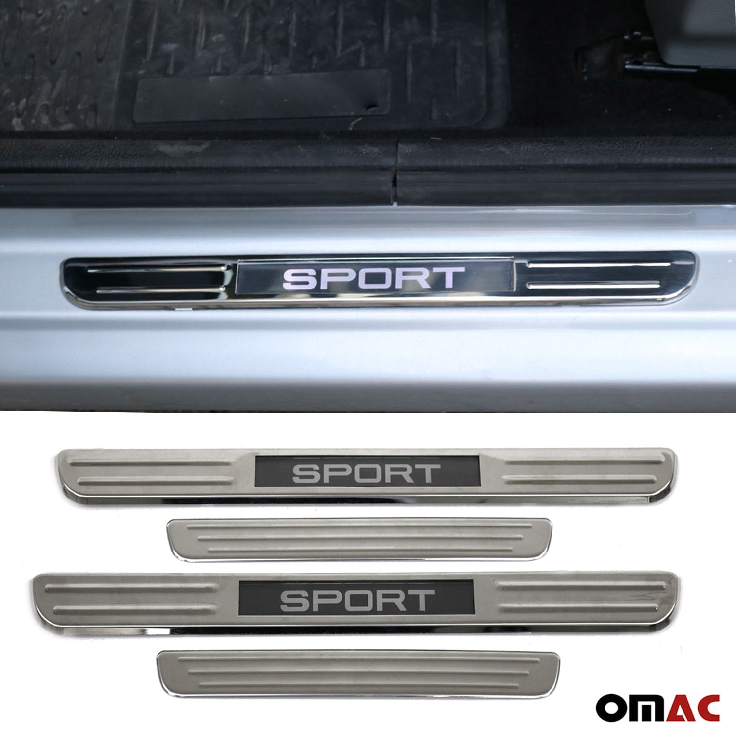 Chrome Door Sill Cover Illuminated Sport Scuff Plate 4 Pcs for