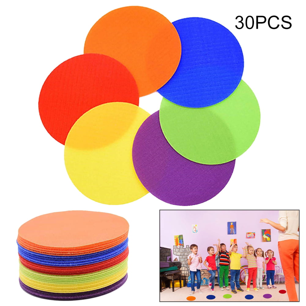 Poly Vinyl Dots for Classroom Floor Carpet Sit Spots for Gym 9 In, 6 Pack 