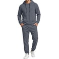 thumbnail image 2 of Hearthz Fleece Sweatsuits for Men 2 Piece Tracksuit Long Sleeve Drawstring Flannel Jogging Suit Hooded Set Athletic Sweatsuits Men 2 Piece Outfit Dark Gray XXL, 2 of 7