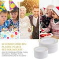 thumbnail image 5 of Gold Plastic Plates Set of 60  Disposable Plastic Party Plates with Gold Rim 30 Dinner Plates 10” and 30 Salad Dessert Appetizer Plates 7”  Elegant Fancy Heavy Duty Wedding Party Plates, 5 of 5