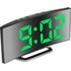 thumbnail image 1 of Reloj despertador digital para dormitorios Pantalla de espejo LED de 7 '' 2 Brillo 12/24H Temperatura Fecha Luz nocturna Posponer Carga USB y funciona con pilas Verde, 1 of 5