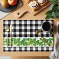 thumbnail image 2 of St. Patrick's Day Placemats Set of 6, Green Shamrock Grasses Black White Plaid Placemats for Dining Table, Place Mats for Kitchen Tabletop, Waterproof Wipeable Dining Table Mats Set, 2 of 9