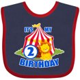 thumbnail image 3 of Inktastic Its My Birthday Circus Tent with Lion 2 Years Old Boys or Girls Baby Bib, 3 of 4