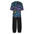 thumbnail image 4 of Nrmvnmi Women's Summer 2 Piece Outfits Casual Floral Prints Short Sleeve Pajama Tops Wide Leg Pants Lounge Sets Tracksuits Mothers Day Gifts, 4 of 5