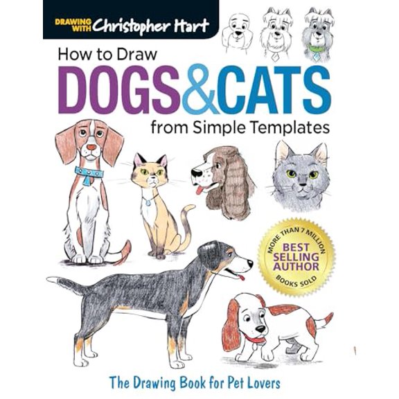 Pre-Owned How to Draw Dogs & Cats from Simple Templates: The Drawing Book for Pet Lovers (Paperback) 1640210318 9781640210318