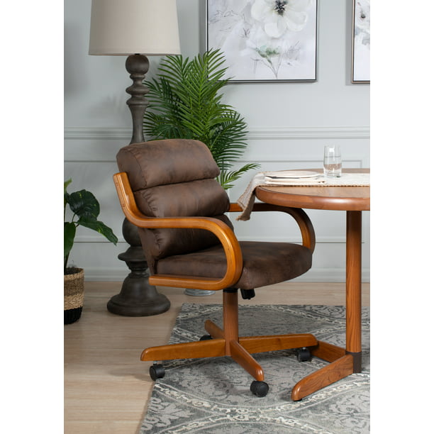 Caster Chair Tilt Rolling And Swivel, Leather Dining Chairs With Rollers