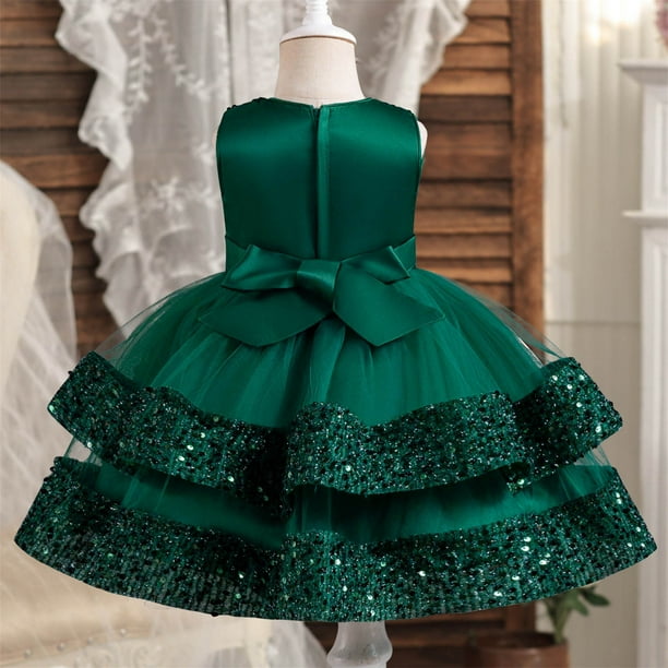 open lace back dress Baby Girl Bowknot Birthday Party Princess Gauze Dress  marryshe