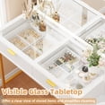 thumbnail image 4 of MELLCOM 48" Fluted Makeup Vanity Desk with Mirror and Lights, Modern Glass Top Dressing Table Set for Bedroom, Big Vanity Table, White, 4 of 9
