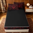 thumbnail image 4 of Erosebridal Red Baroque Damask Zipper Full Size Comforter Sets with Fitted Sheet and 2 Pillowcases for Women Girls, Gothic Floral Butterfly Moth Zipper Bedding Set, Black Reversible, 4 Pieces, 4 of 7