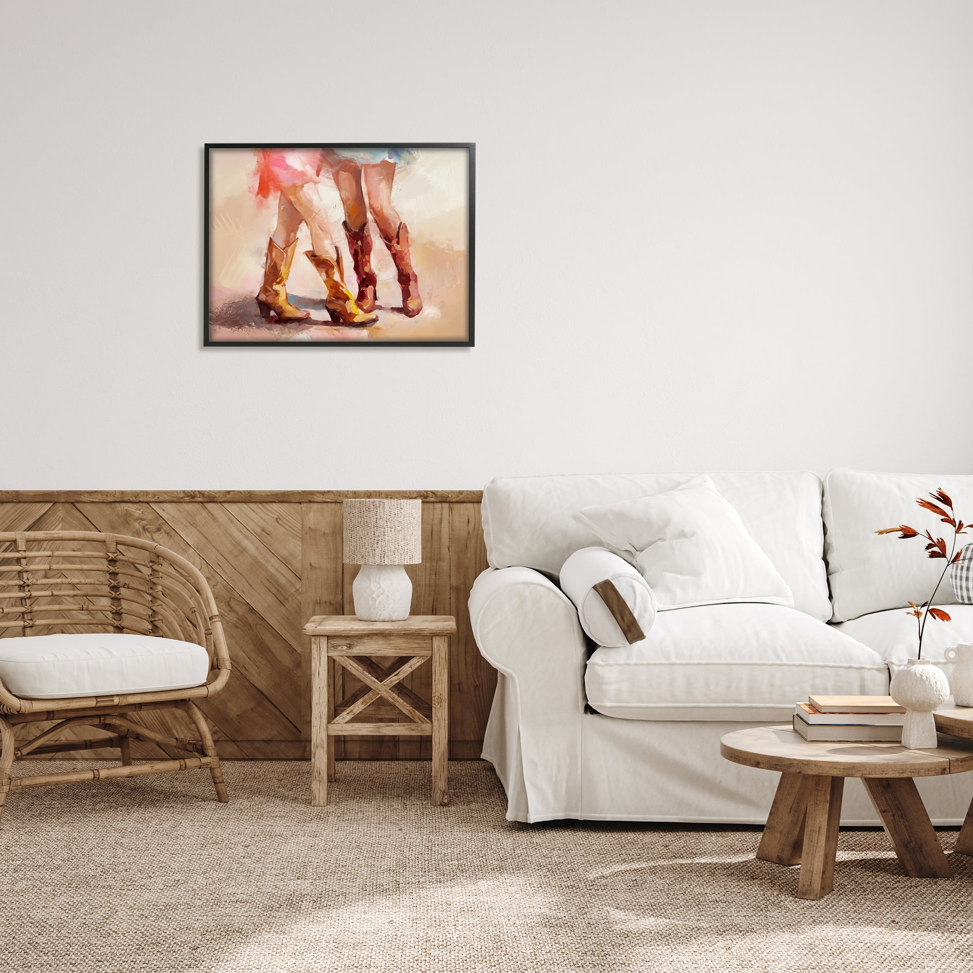 Stupell Industries Southwestern Cowgirls Dancing Abstract Painting Black Framed Art Print Wall Art, 30 x 24