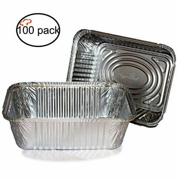 TigerChef TC-20433 Durable Aluminum Oblong Foil Pan Containers, 5 Pound Capacity, 9.63" x 7.13" x 2.75" Size (Pack of 100)…