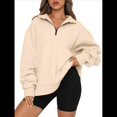 thumbnail image 2 of Sudaderas de Gran Tamaño para Mujer, Suéteres de Otoño, Sudaderas con Capucha de Moda, Jersey con Media Cremallera, Camisas de Larga, Ropa Albaricoque M, 2 of 10