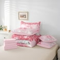 thumbnail image 6 of jejeloiu Initial Letter R Twin Bedding Sets 7-Piece,Kawaii Bowknot Bow Bedding Comforter Set,Pink Glitter Print Sheet Sets For Girls,Breathable Bedroom Decoration Reversible, 6 of 8