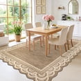 thumbnail image 4 of Garvee 10'x13' Scalloped Area Rug Modern Lace Edge Carpet, Washable Solid Rug Non-Slip Low Pile Indoor Mats for Living Room Bedroom Home Decor, Brown, 4 of 10