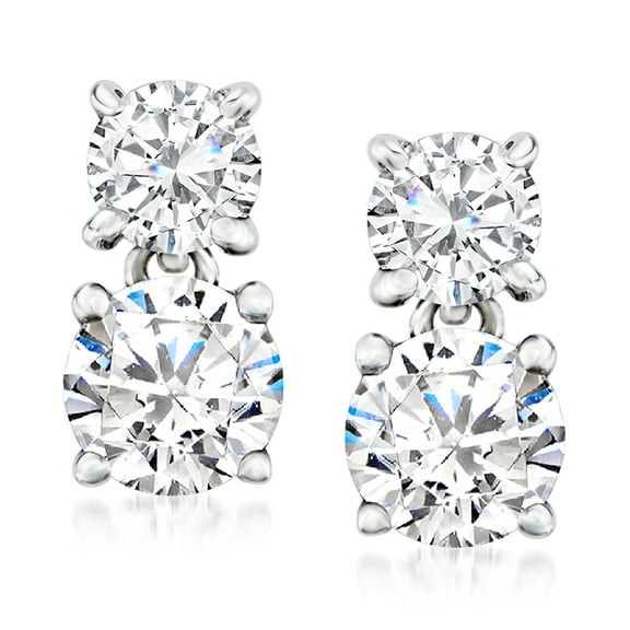 Ross-Simons 1.20 ct. t.w. Diamond Drop Earrings in Platinum, Women's, Adult