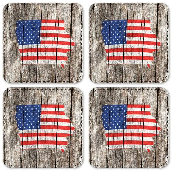 Vinyl Drink Coasters - Set of 4 - Iowa Map