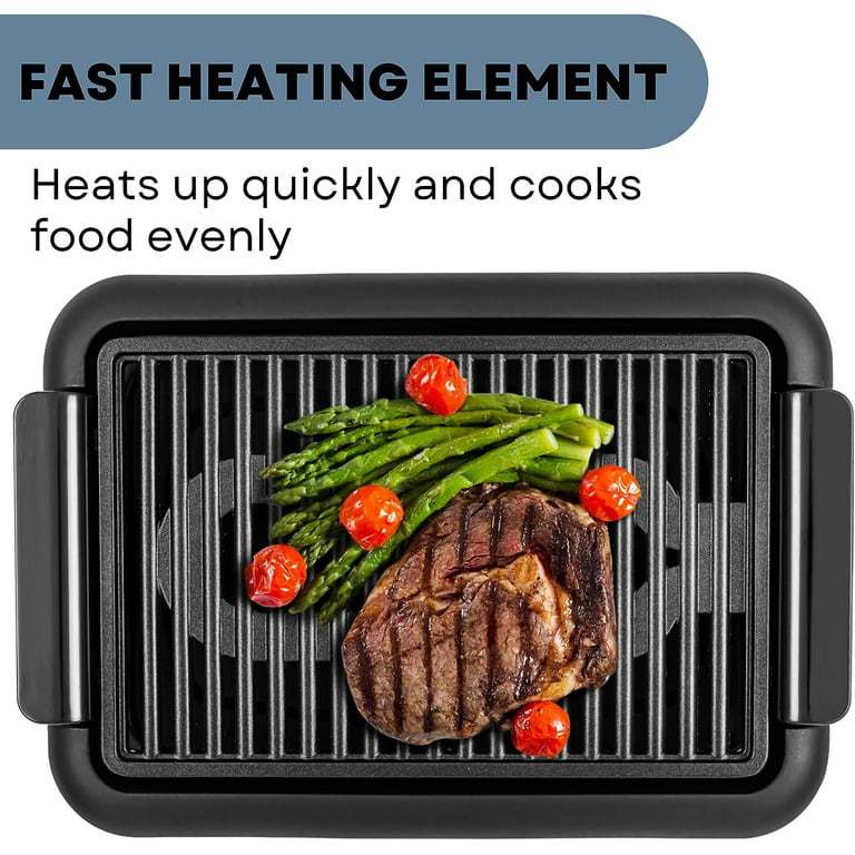 Elite Gourmet EGL-3450 Smokeless Indoor Electric BBQ Grill Dishwasher Safe,  PFOA-Free Nonstick, Adjustable Temperature, Fast Hea