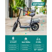 GOTRAX FLEX ULTRA Electric Scooter with Seat, 14 Tire 15.5Mph Power by Peak 500W Motor Comfortable EBike with Carry Basket for Adult