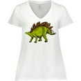 thumbnail image 3 of Inktastic Smiling Stegosaurus Women's Plus Size V-Neck T-Shirt, 3 of 5