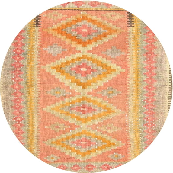 Ahgly Company Indoor Round Contemporary Construction Cone Orange Area Rugs, 8' Round