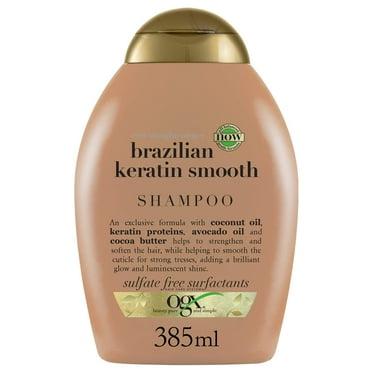 Ogx Ever Straightening   Brazilian Keratin Therapy Smoothing Shampoo With Coconut Oil, Cocoa Butter & Avocado Oil For Lustrous, Shiny Hair, Paraben-Free, Sulfate-Free Surfactants, 13 Floz