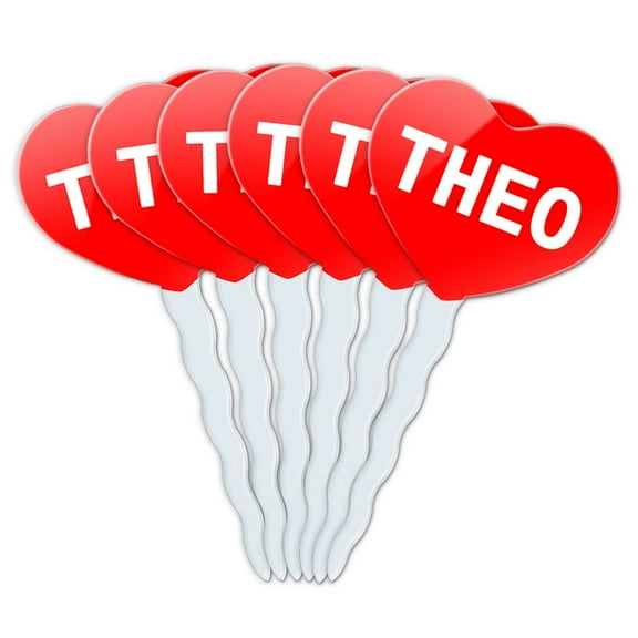 Theo Heart Love Cupcake Picks Toppers - Set of 6