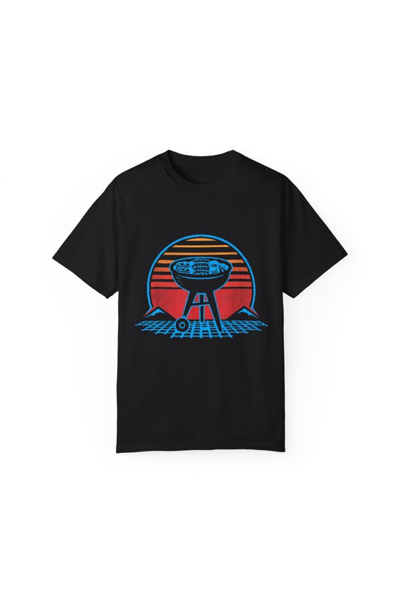 Vintage Barbecue Grill 80's Style Graphic Retro BBQ Grilling Silhouette Men Women Unisex Garment-Dyed T-shirt