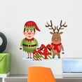 thumbnail image 1 of Elf Reindeer Christmas Gift Wall Decal Wallmonkeys Peel and Stick Holiday Graphics (18 in H x 18 in W) WM502531, 1 of 4