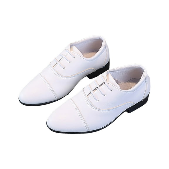 Splozh Boys Shoes Toddler Boys Girls Dress Shoes Little Kid Oxford Shoes Wedding Church Dress Shoes Leather School Flats White,US 1