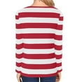 thumbnail image 4 of Yuwull Womens Striped Long Sleeve Shirt Boats Neck Tops Nautical Loose Fitting Tshirt, 4 of 5