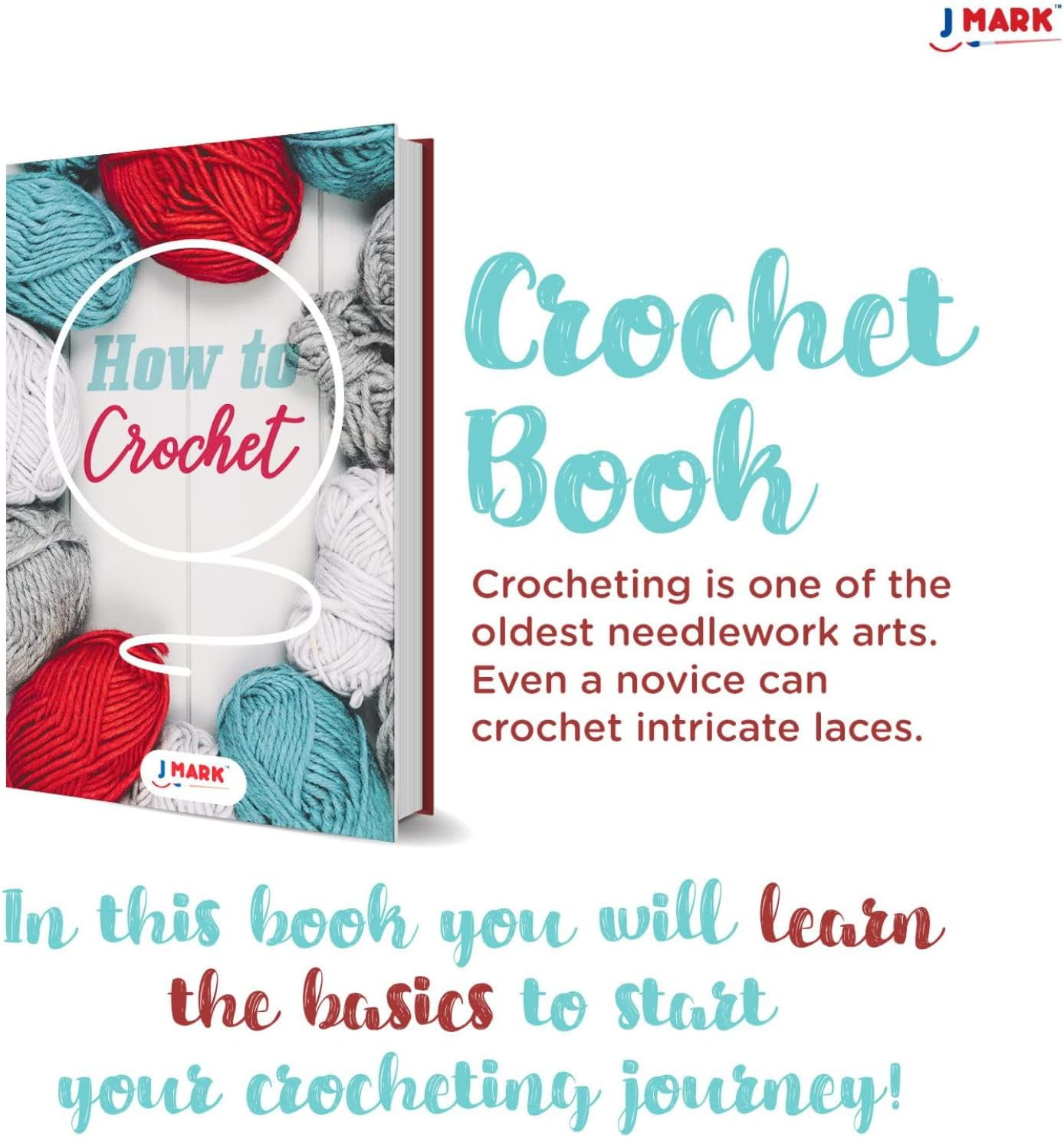 J MARK Beginner Crochet Kit for Adults and Kids – Complete Crocheting Set  with Yarn and Accessories 