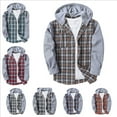 thumbnail image 2 of YAYUBA Mens Flannel Hoodie Shirt Casual Button Down Plaid Jacket Shirts Stylish Long Sleeve Shirts with Pocket, 2 of 4