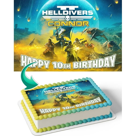 Hell Divers Edible Cake Image Topper Birthday Cake 1/4 Sheet