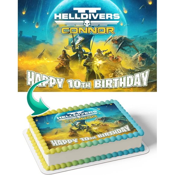 Hell Divers Edible Cake Image Topper Birthday Cake 1/4 Sheet